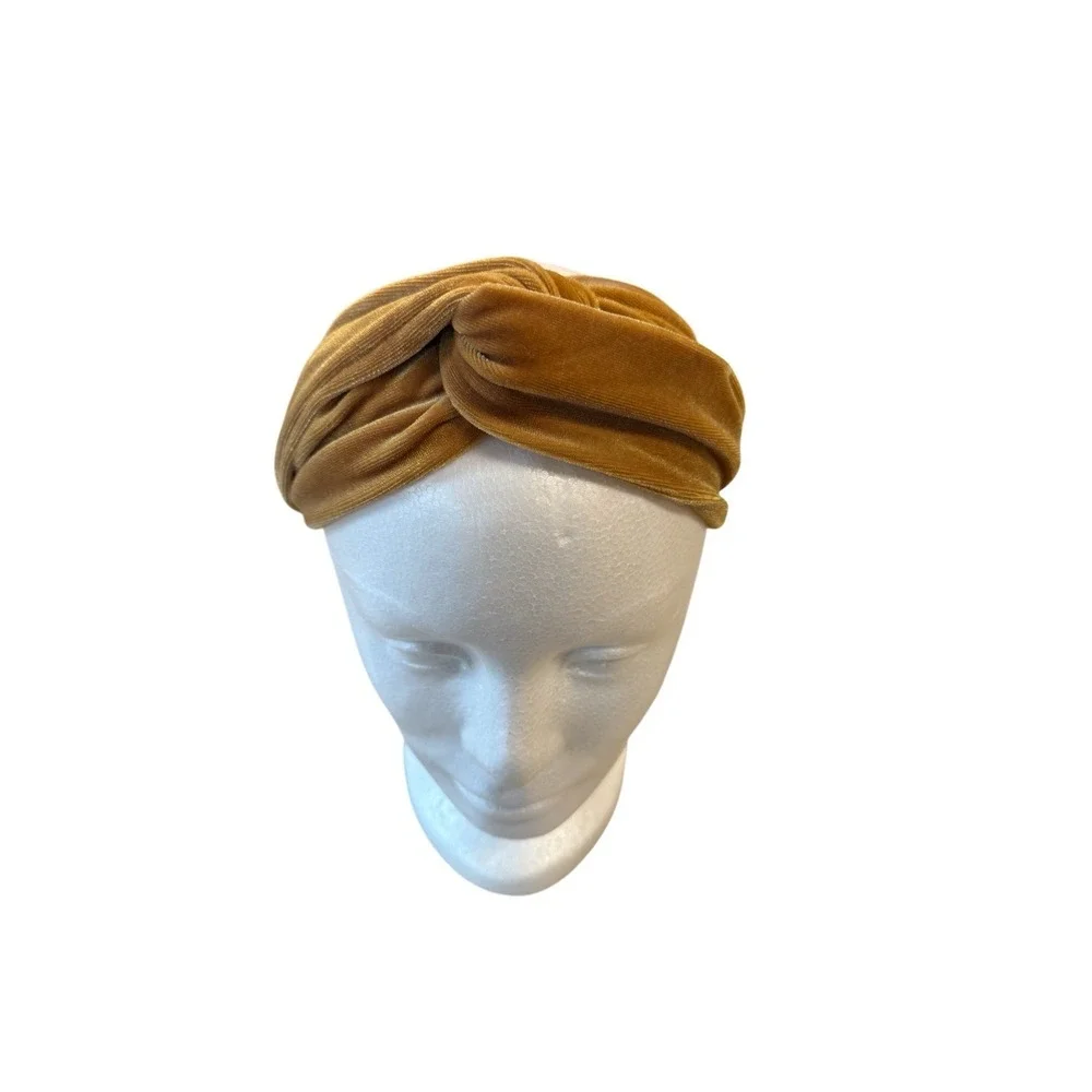 I'M WITH THE BAND Velvet Turban Headband Golden Mustard NWT Knot Boho Indie Luxe